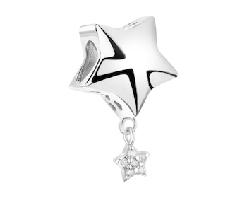 Rhodium Plated Silver Pendant with Cubic Zirconia