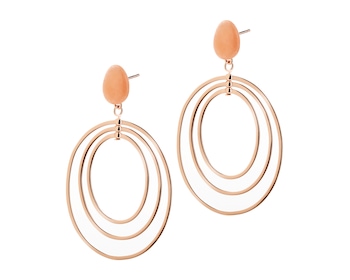 Gold-Plated Brass, Gold-Plated Silver Dangling Earring with Calcite