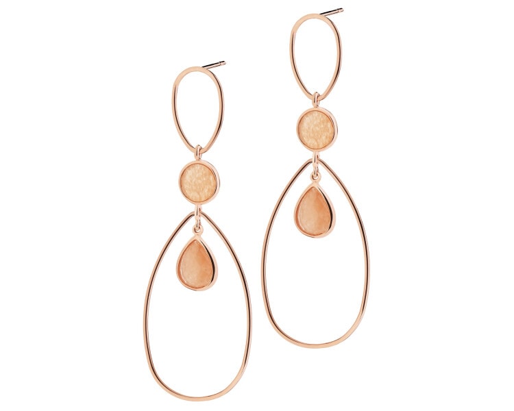 Gold-Plated Brass, Gold-Plated Silver Dangling Earring with Calcite