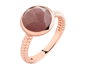 Gold-Plated Brass Ring with Quartz