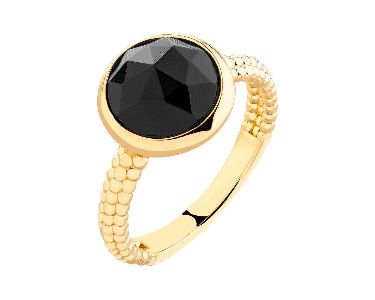 Gold-Plated Brass Ring with Agate