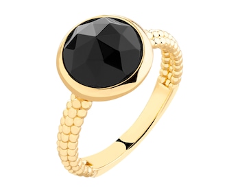 Gold-Plated Brass Ring with Agate