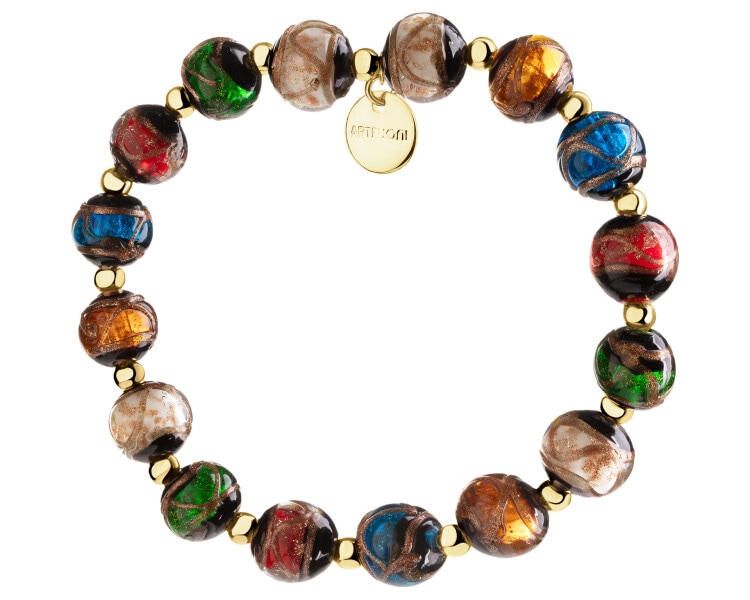 Gold-Plated Brass Bracelet with Glass