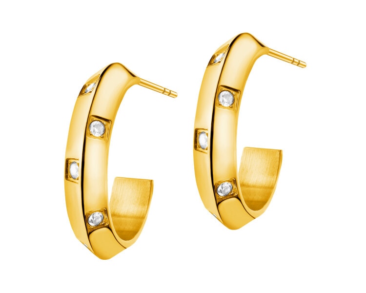 Stainless Steel Hoop Earring with Cubic Zirconia