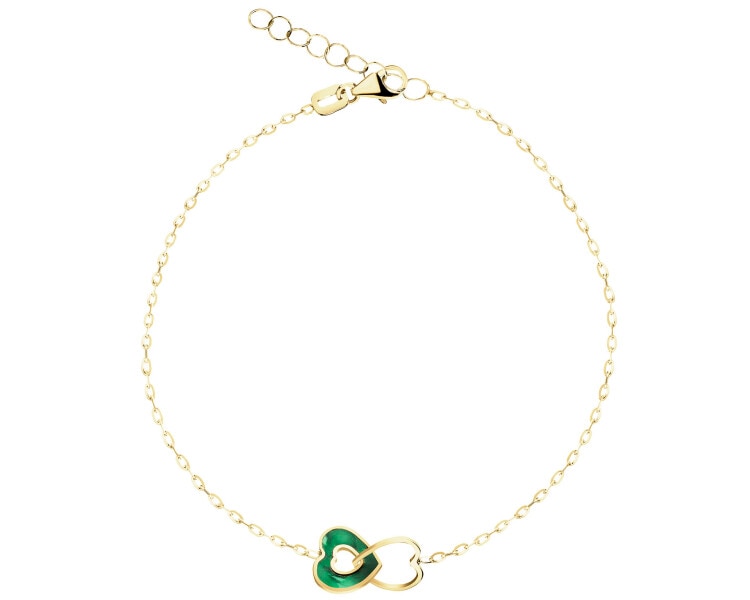 8 K Yellow Gold Bracelet with Synthetic Malachite