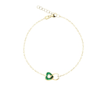 8 K Yellow Gold Bracelet with Synthetic Malachite