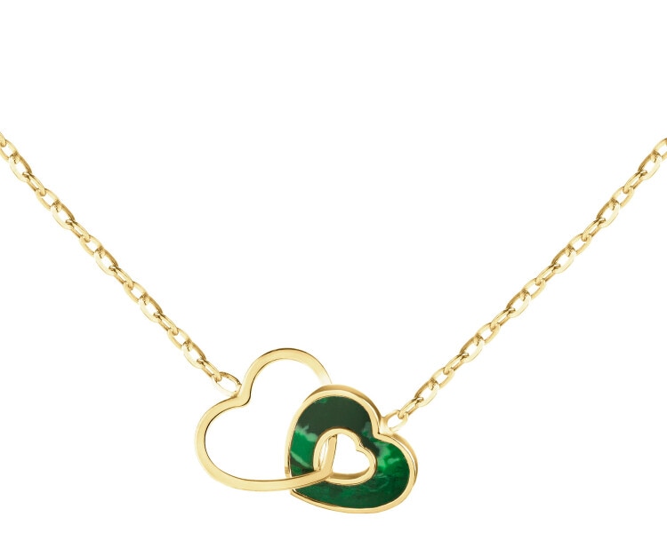 8 K Yellow Gold Necklace with Synthetic Malachite