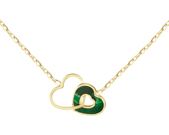 8 K Yellow Gold Necklace with Synthetic Malachite