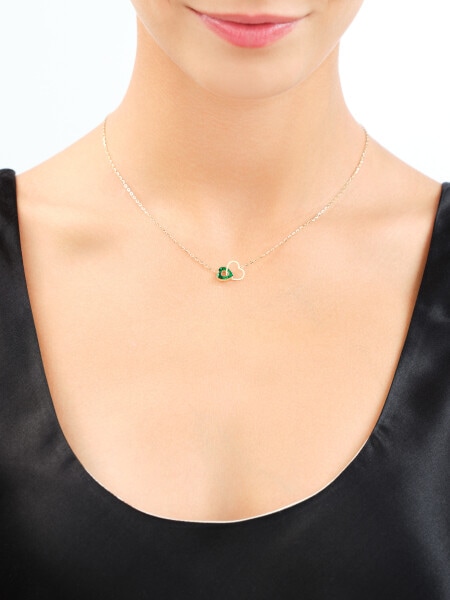 8 K Yellow Gold Necklace with Synthetic Malachite