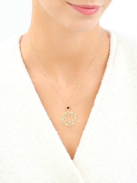 9 K Yellow Gold Necklace with Cubic Zirconia