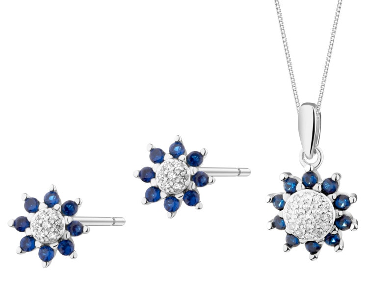 Rhodium Plated Silver Set with Cubic Zirconia