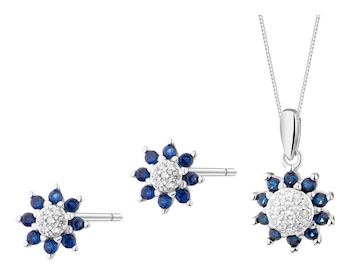 Rhodium Plated Silver Set with Cubic Zirconia