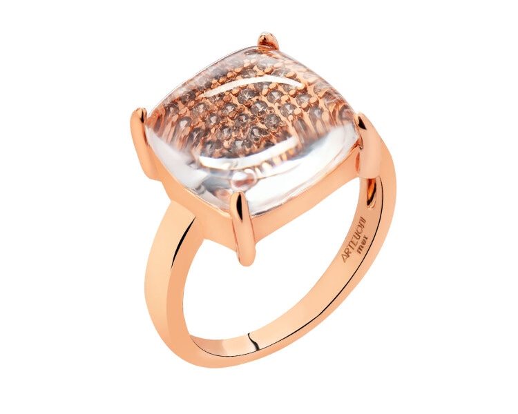 Gold-Plated Brass Ring with Cubic Zirconia