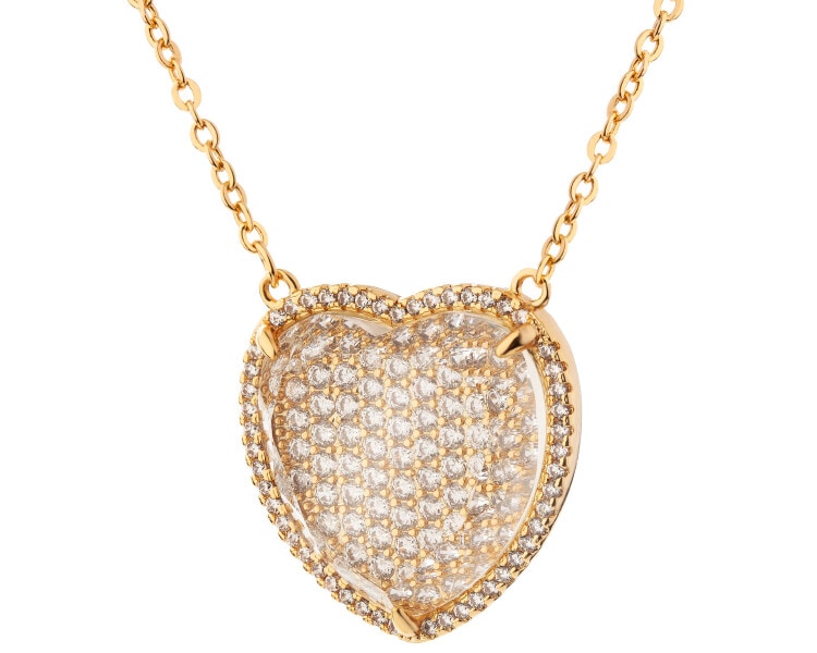 Gold-Plated Brass Necklace with Cubic Zirconia