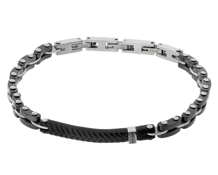 Stainless Steel Bracelet with Cubic Zirconia