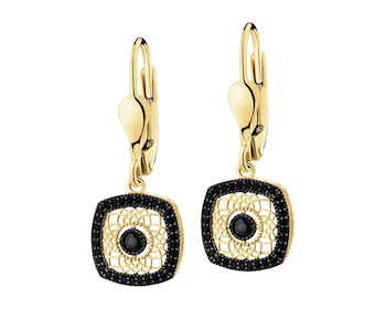 585 Yellow Gold/Black Rhodium Dangling Earring with Cubic Zirconia