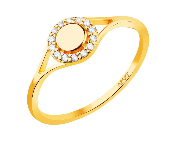 8 K Yellow Gold Ring with Cubic Zirconia