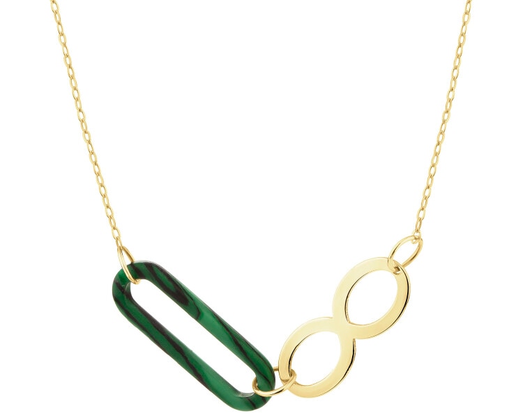 9 K Yellow Gold Necklace with Synthetic Malachite