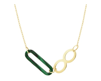 9 K Yellow Gold Necklace with Synthetic Malachite