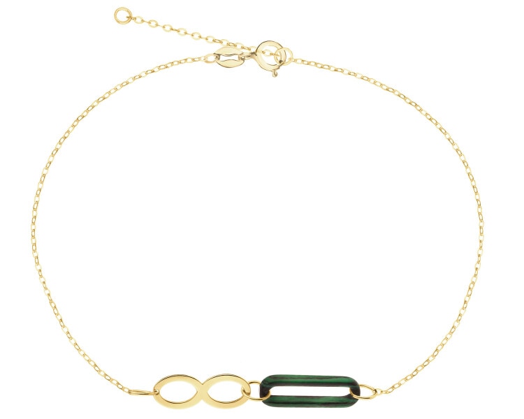 9 K Yellow Gold Bracelet with Synthetic Malachite