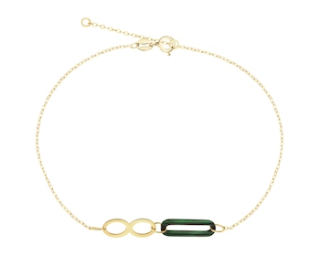 9 K Yellow Gold Bracelet with Synthetic Malachite