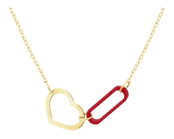 9 K Yellow Gold Necklace with Synthetic Coral