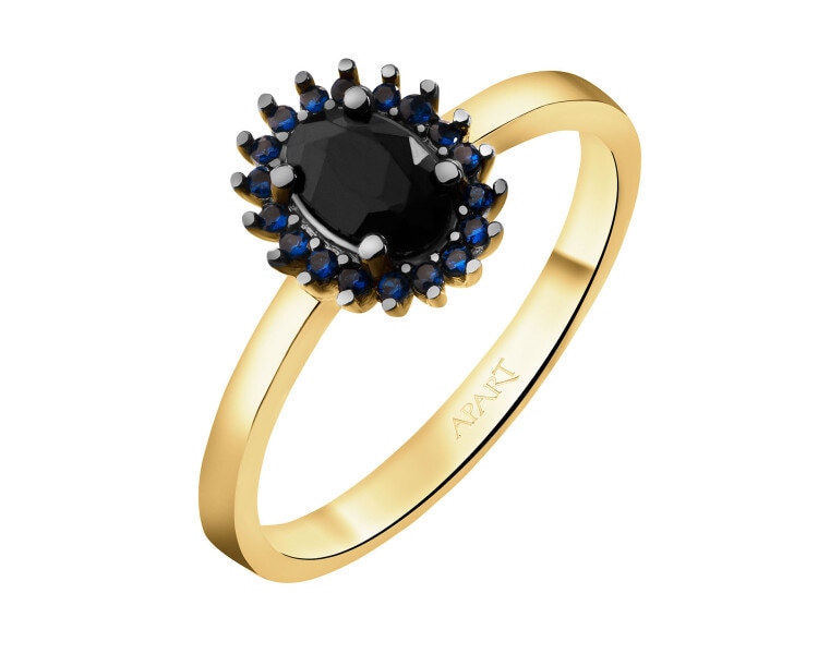 585 Yellow Gold/Black Rhodium Ring with Cubic Zirconia