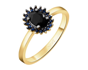 585 Yellow Gold/Black Rhodium Ring with Cubic Zirconia