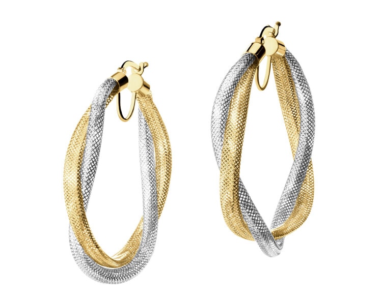 375 Yellow And White Gold Plated Earrings 