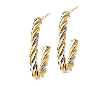 14 K Rhodium-Plated Yellow Gold Earrings 