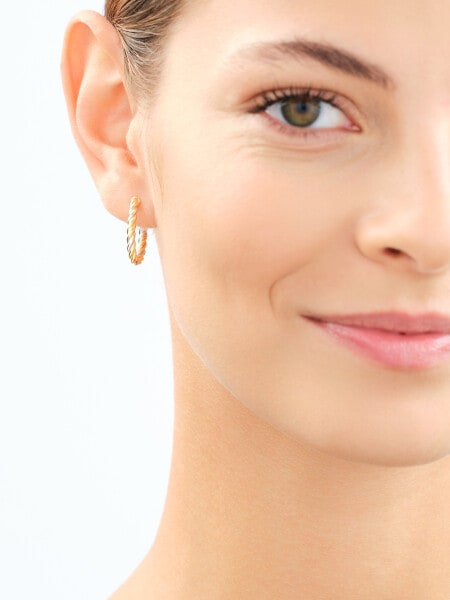 14 K Rhodium-Plated Yellow Gold Earrings 