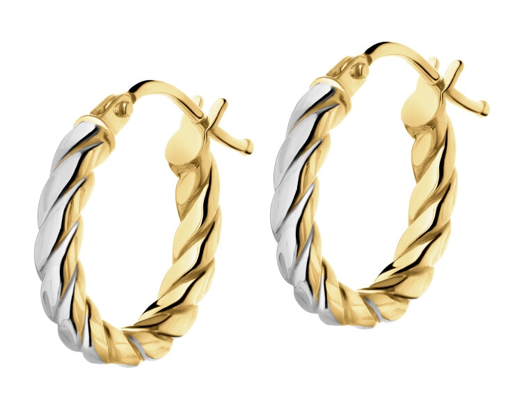 9 K Rhodium-Plated Yellow Gold Hoop Earring 