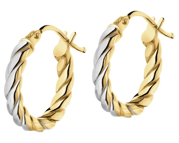 9 K Rhodium-Plated Yellow Gold Hoop Earring 