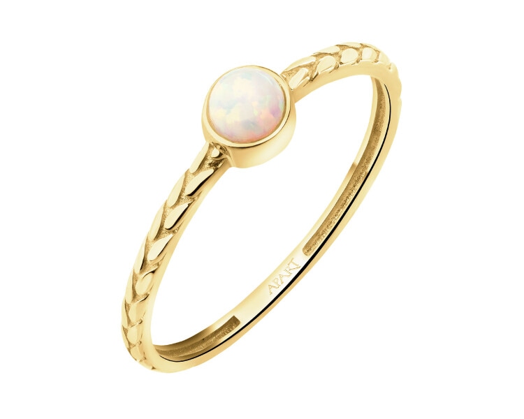 14 K Yellow Gold Ring with Opalite