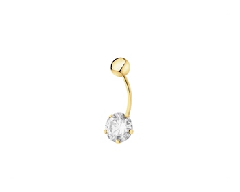 14 K Yellow Gold Navel Piercing with Cubic Zirconia