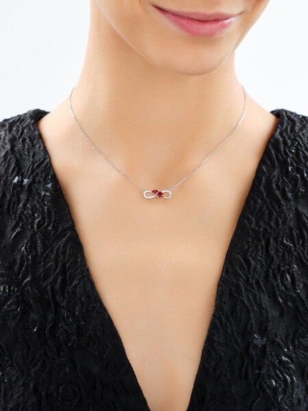 Rhodium Plated Silver Necklace with Cubic Zirconia