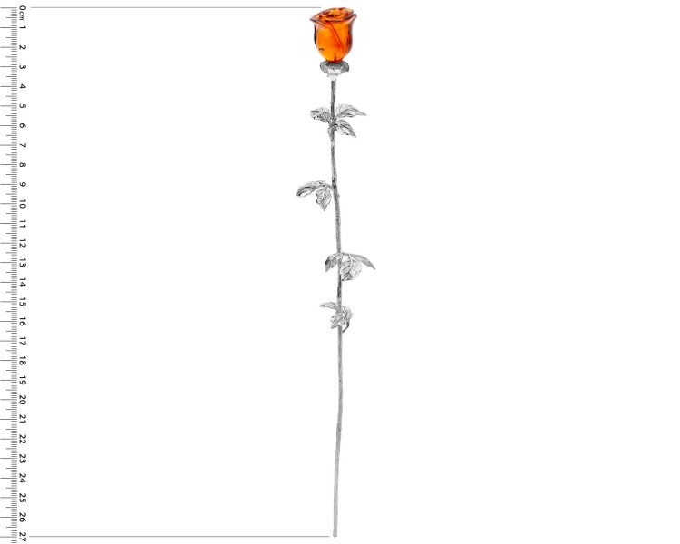 Rhodium Plated Silver Celebration with Amber