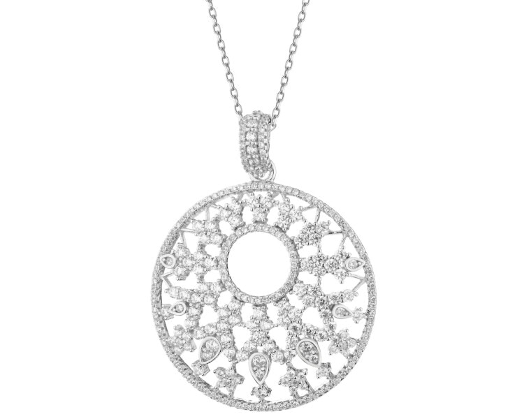 Rhodium Plated Silver Pendant with Cubic Zirconia