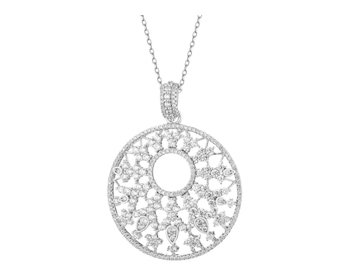 Rhodium Plated Silver Pendant with Cubic Zirconia