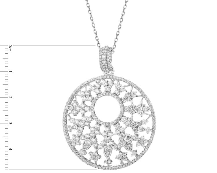 Rhodium Plated Silver Pendant with Cubic Zirconia