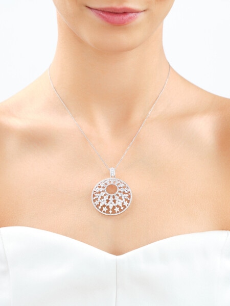 Rhodium Plated Silver Pendant with Cubic Zirconia