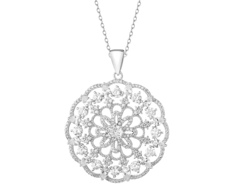 Rhodium Plated Silver Pendant with Cubic Zirconia