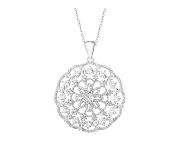 Rhodium Plated Silver Pendant with Cubic Zirconia