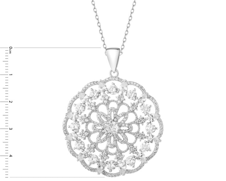 Rhodium Plated Silver Pendant with Cubic Zirconia