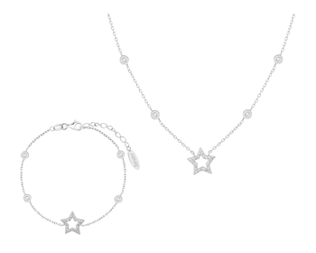 Rhodium Plated Silver Set with Cubic Zirconia