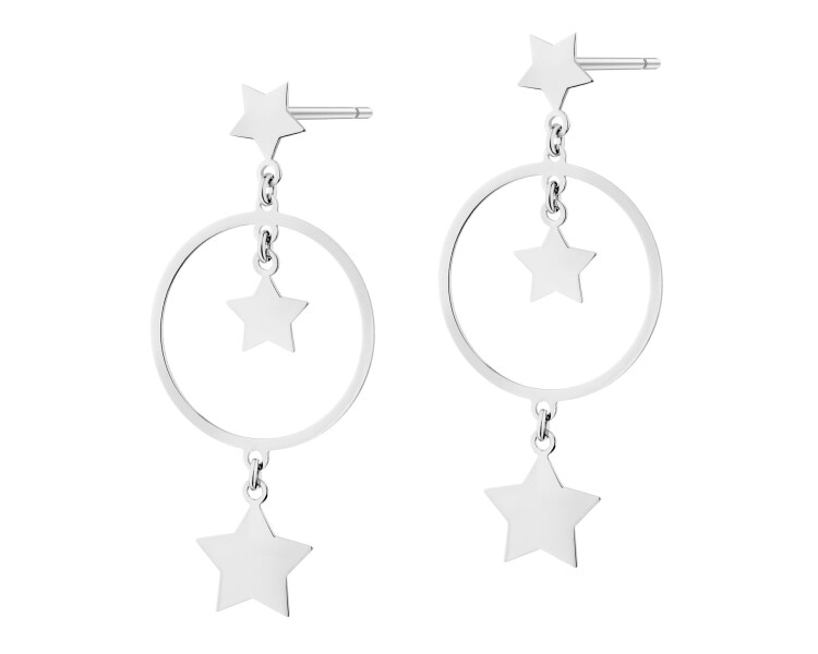 Rhodium Plated Silver Dangling Earring 