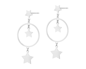 Rhodium Plated Silver Dangling Earring 