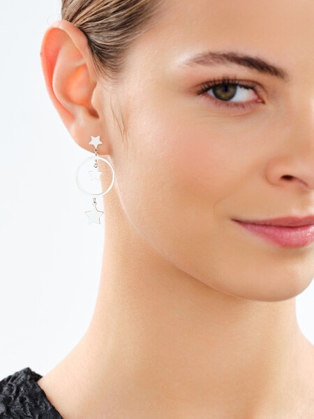 Rhodium Plated Silver Dangling Earring 