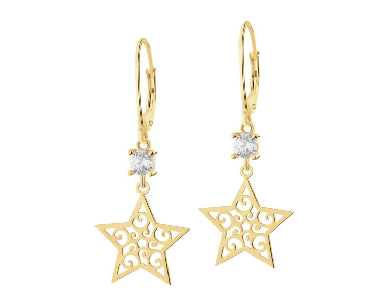 Gold-Plated Silver Dangling Earring with Cubic Zirconia