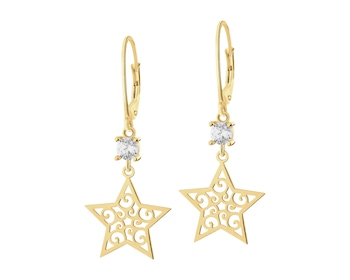 Gold-Plated Silver Dangling Earring with Cubic Zirconia